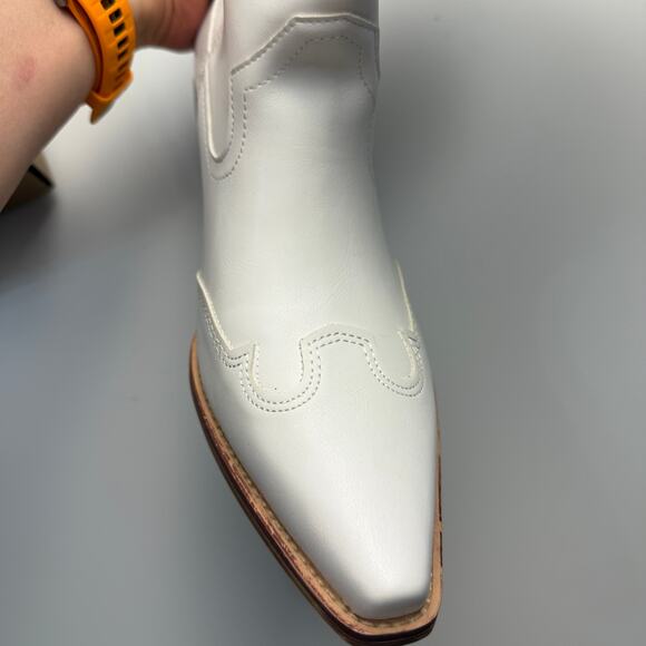 Women White Patchwork Cowboy Boots Wide Calf Western Cowgirl Mid Calf - Picture 6 of 11